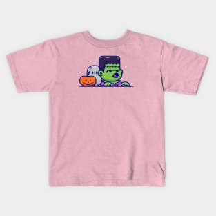 Cute Frankenstein rise from the grave Cartoon Kids T-Shirt